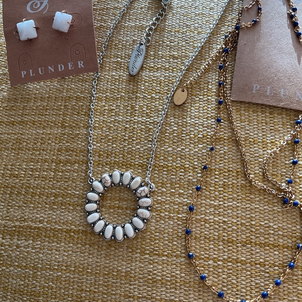 Plunder Silver Necklace with White and Blue Accents